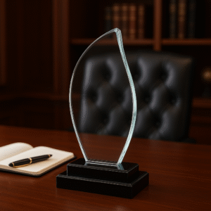 Trophée en cristal en forme de flamme