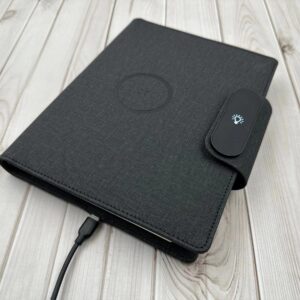 Block note à couverture rigide avec chargement sans fil