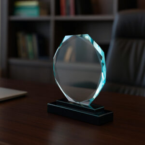 Trophée en verre octogonal